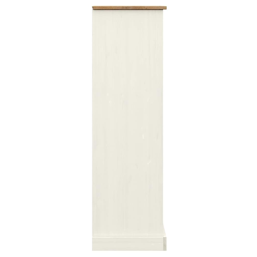 Générique Regał z litego drewna sosnowego, biały, 90 x 35 x 114,5 cm, regał na książki z 6 metalowymi przegródkami i guzikami, wytrzymały i łatwy w pielęgnacji schowek na książki