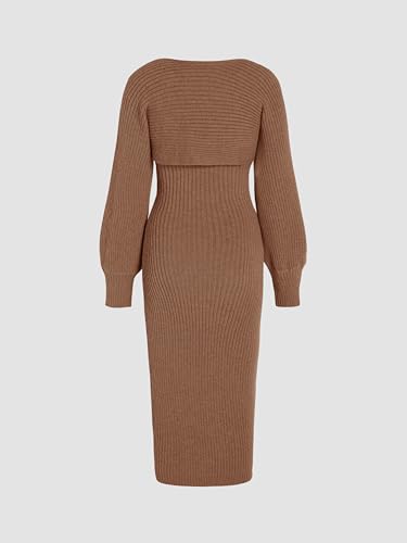 Image of CIDER 2 Piece Sweater Dresses for Women Winter Slit Long Sleeve Womens Midi Dress Pullover Bodycon Wedding Guest Outfits