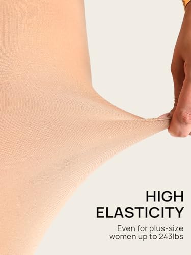 Image of MANZI Women's 2 Pairs Control Top Pantyhose High Waist Plus Size Tights Ultra-Soft