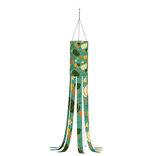 Mignon citrouilles et feuilles 40 pouces Halloween manche à vent drapeau manche à air Halloween décoration à suspendre sur le thème d'halloween manche à air de vacances pour cour avant patio pelouse Cover