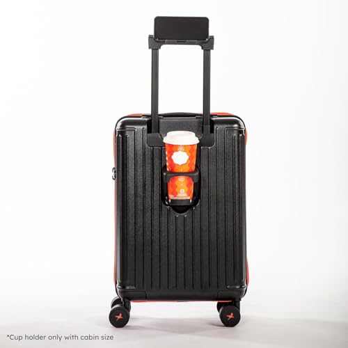 Image of Hard Polycarbonate Luggage Trolley Bag | 8 Wheels 360 Double Spinner Suitcase with Coffee Holder & Mobile Stand | 5 Years Warranty (Vampire Bat, Set of 3 (Cabin+Medium+Large) (54+64+74 cm))