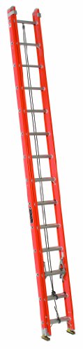 Louisville Ladder FE3228-E03 Fiberglass Extension Ladder with Cable Hook and V-Rung Attached, 28