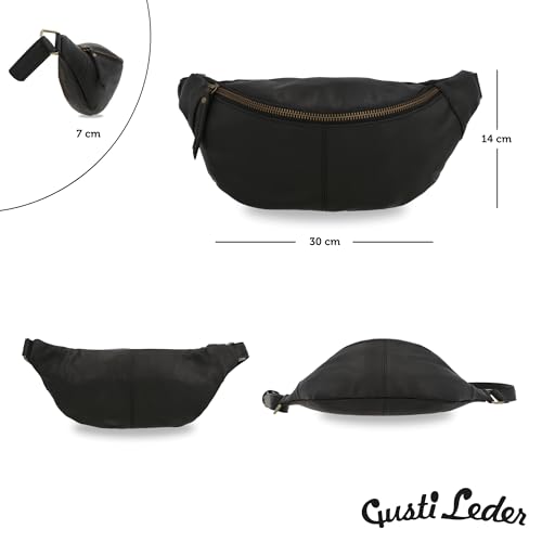 Skórzana torba Gusti - Duża torba dla kobiet i mężczyzn, torba crossbody wykonana z prawdziwej skóry, czarna, torba na pasek w stylu vintage, regulowany pasek, elegancka i wszechstronna na co dzień