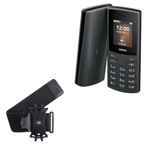 BoxWave Holster Compatible with Nokia 106 4G (2023) - ActiveStretch Sport Armband, Adjustable Armband for Workout and Running - Jet Black