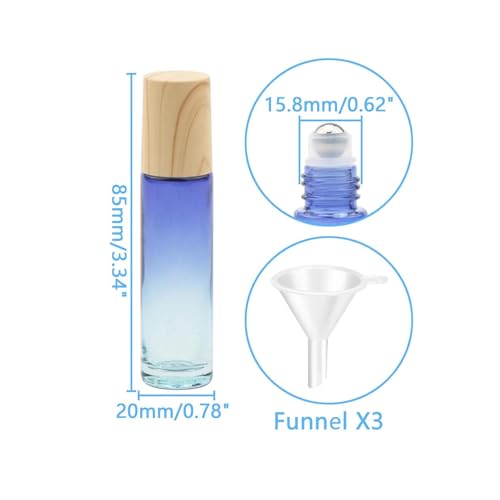 8 Pcs Glass Roller Bottles, 10 ml (1/3 oz) Blue Gradient Roll-on Vials for Essential Oils, Perfume, Lip Balms2