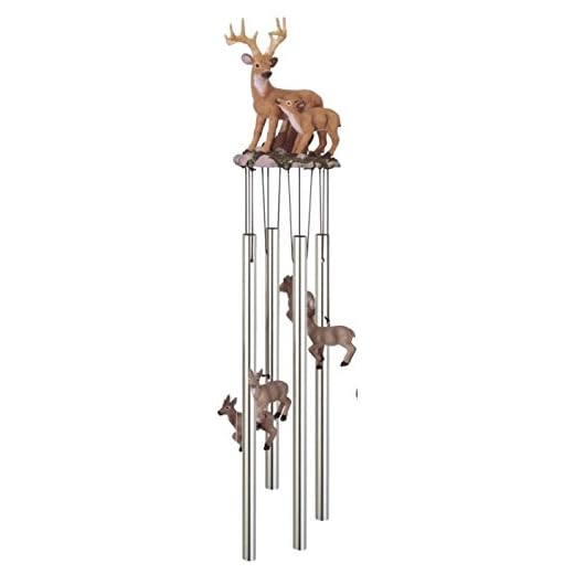 StealStreet SS-G-41636 Wind Chime Round Top Deer with Fawn Baby Garden Decoration Windchime