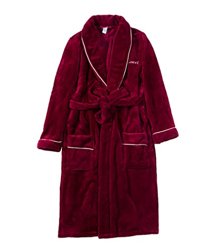 PJFCS Hommes de Grande Taille Flanelle Peignoir D'Hiver de Bain Robe Nuit de Nuit Robe de Chambre Confortable Robe,Rouge,6XL