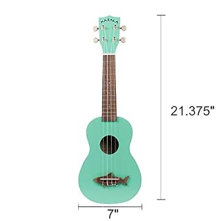 Kala Surf Green Soprano Shark Ukulele – MK-SS/GRN Bundle with a Kala Tuner and Lumintrail Polishing Cloth - Les Beatles, Paul McCartney, John Lennon, RIngo Starr, George Harrison Kala Surf Green Soprano Shark Ukulele - MK-SS/GRN Bundle with a Kala Tuner and Lumintrail Polishing Cloth – Image 2