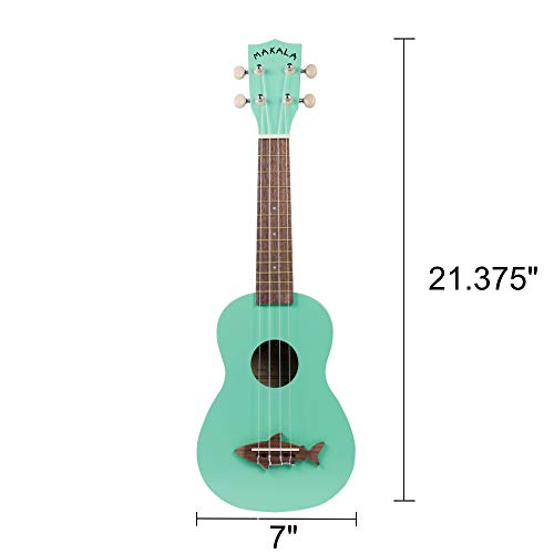 Surf Green Soprano Shark Ukulele Bundle with Tuner & Cloth