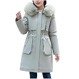 gsatuba Parkas for Women 2024 Winter Baggy Long Zipper Knitted Coat Solid Color Straight Fashion Outwear Jacket women's jacket Light Blue XL