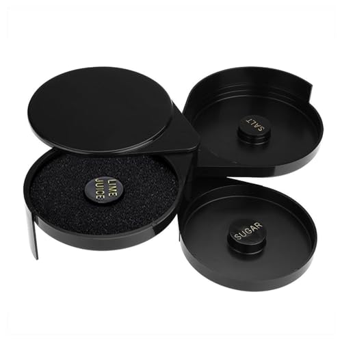 3-Tier Rotating Tray, Bar Glass Rimmer Margarita Salt Sugar Cocktail Rimmer Trays Bartender Tool for Bar, Clubs, and Home Parties