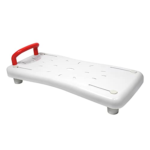 JNGLGO Planche de bain avec poignée - Pour personnes âgées - Siège de baignoire réglable avec porte-savon en plastique - Rouge