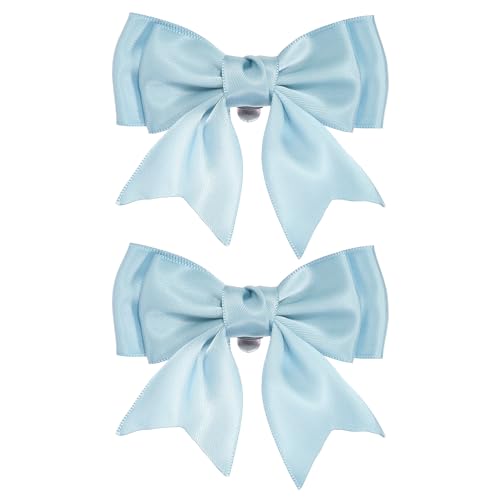 Pince à chaussures satin nœud bleu clair pour escarpins de mariage et customisation de fête