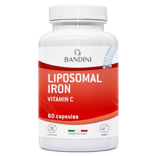 Bandini® Liposomal Iron Complex 30 mg – with Vitamin C, Folic Acid, B12, B6, and A – High Bioavailability, Against Tiredness and Fatigue – 60 Capsules