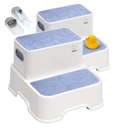 Blue 2-pack toddler step stool for bathroom and kitchen