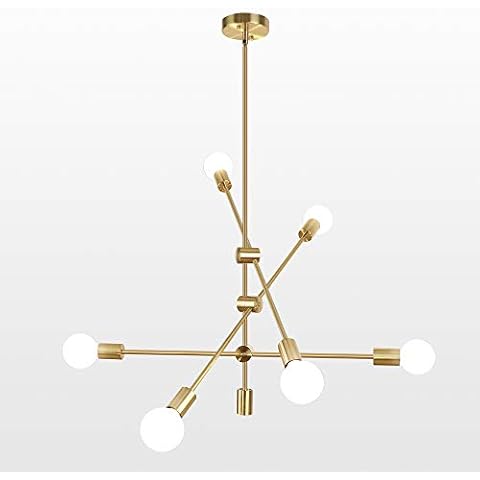 Lámpara de Araña LynPon Dorada Sputnik Industrial 6 Luces Cover