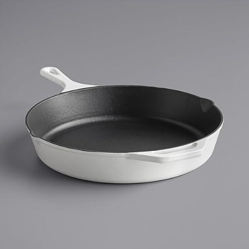 IRESTAURANT PLUS Commercial Grade, Cast Iron Enameled Cookware Skillet 12”, White
