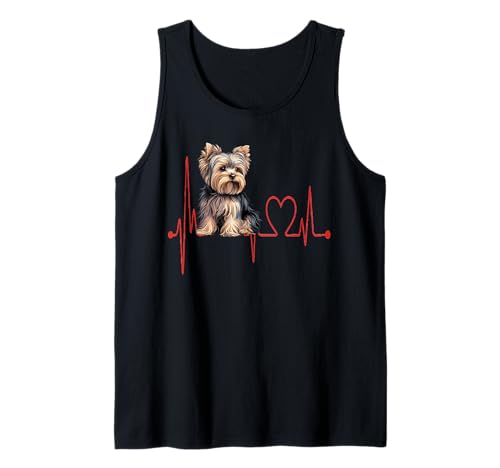 Yorkshire Terrier Dog Heartbeat ECG Cute Dogs Lover & Dueño Camiseta sin Mangas