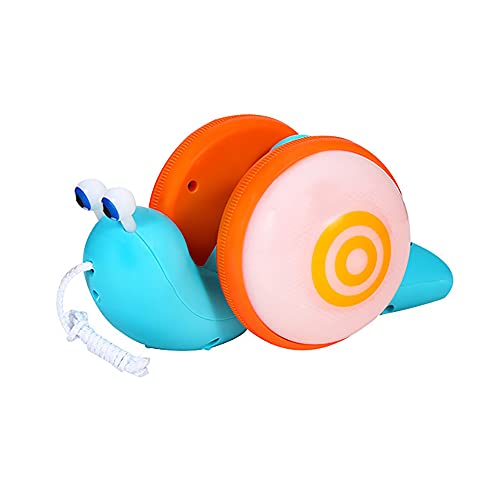 Image of Pull String Crawling Snail, Funny Wriggly Snail Toddlers Walking-Learning Toy Pull and Push Baby Toy with Lights Effect (Blue-Orange)