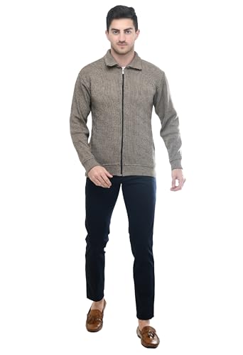 Image of MANRA MANRA Men Zipper Thick Fabric Woolen Winterwear Full Sleeve Collar with Side Pockets Jacket /Sweater