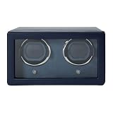 Caricatore automatico doppio WOLF Cub con vetro, blu navy - Braccetto dinamico lock-in brevettato - Per tutti i polsi - Ecopelle vegana - Include adattatore