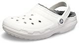 Crocs Men's and Women's Classic Lined Clog, White/Grey 2, US Men 5/Women 7