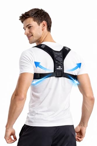 CLEAL.FIT Correcteur de Posture Taille Unique Réglable – Homme & Femme – Discret, Léger, Respirant –Soulage le Haut du Dos & les Épaules – Invisible sous les Vêtements – Idéal Télétravail & Sport
