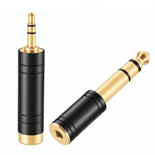 Zylveron 1-8(3.5mm) Male to 1-4(6.35mm) Female Headphone Adapter, 1-4(6.35mm) Male to 1-8(3.5mm) Female Audio Jack Converter, Gold-Plated for Amp, Digital Piano & Guitar, Mixer, Aux, Drums
