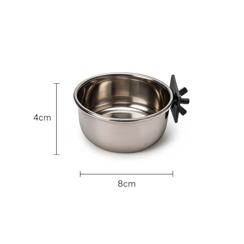 Image of Pets Empire Best Stainless Steel Birds Coop Cup Feeder Bowl (200ML X 4, COOP Cup CLAMP Holder)