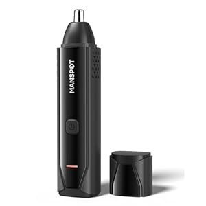 MANSPOT Nose & Ear Hair Trimmer for Men, 10000-RPM Electric Nose Trimmer for Men with Vacuum Cleaning System, IPX7 Waterproof, USB-C Charge, 90min Runtime,Magnetic Detachable Blade Head,Easy to Clean