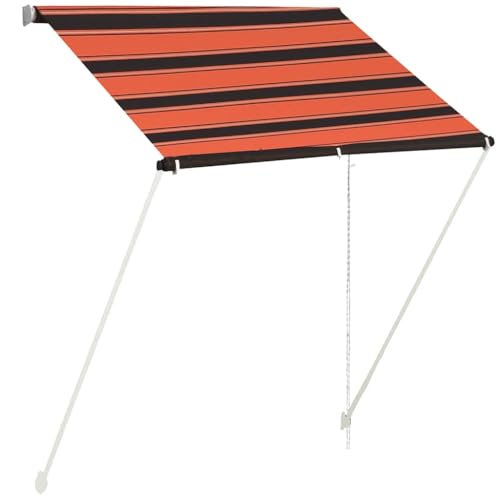 vidaXL Markise, Klemmmarkise Einziehbar, Sonnenschutz für Fenster Terrasse Balkon, Balkonmarkise Fallarmmarkise Fenstermarkise, 150×150cm Orange Braun