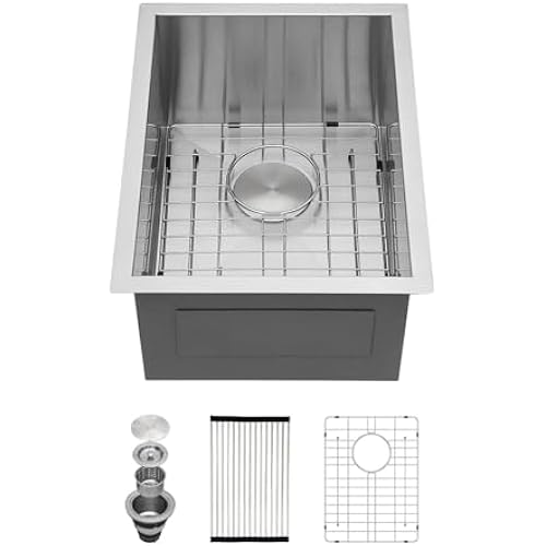 Kichae 15 Undermount Sink Stainless Steel Bar Prep Sink 15x17 Single Bowl