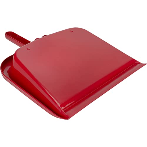Image of SPARTA Large Handheld Dustpan with Hanging Hole, Heavy-Duty Plastic Dustpan with Wide Lip for Countertops and Surfaces, Plastic, 10 Inches, Red, (Pack of 12)