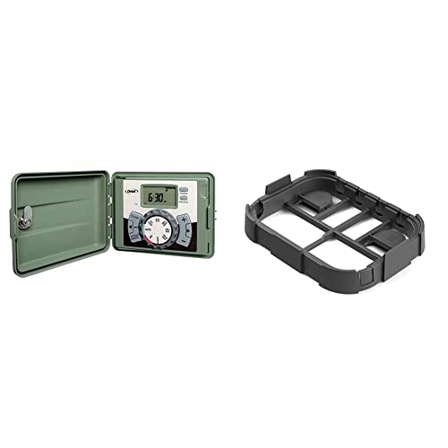 Orbit 57894 4-Station Outdoor Swing Panel Sprinkler System Timer & Orbit FBA 53230 Valve Box Base, Black