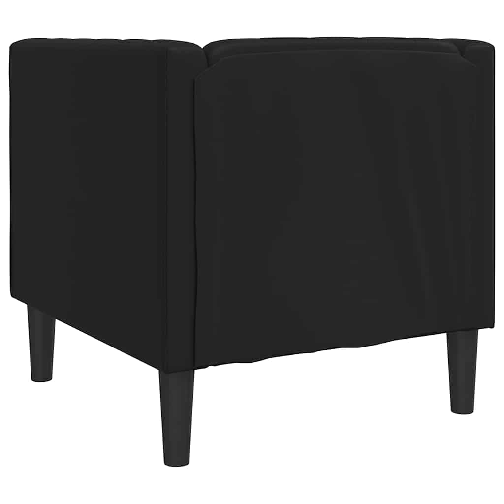Fauteuil Chesterfield noir en cuir synthétique avec rembourrage, fauteuil de salon classique avec boutonnage, pieds stables, siège confortable pour salon, chambre d'amis, détente et style