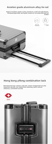 Aluminum Carry On Luggage,Silver Hardshell Suitcase TSA Lock,360° Spinner Wheels,Crush Proof Water Resistant Business Travel Suitcase for Men & Women,Lightweight & Durable (Dark coffee brown, 20inch)4