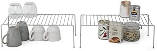 simplywire - Kitchen Cupboard Organisers  Pack of 2 Storage Shelves  Chrome