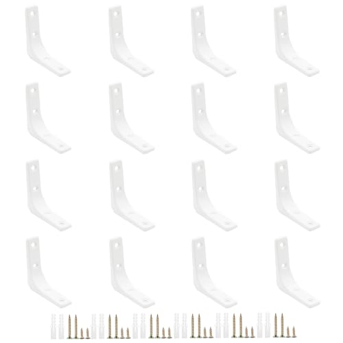 Adyoney 16Pcs Heavy Duty L Brackets, 3 Inch White Angle Bracket