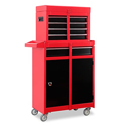 Big Red 5-Drawer Rolling Tool Chest/Box With Wheels,Metal Removable Tool Storage Cabinet For Garage And Workshop,Red/Black,Atbt3426R-Rb #TOP28