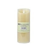LED Echtwachskerze mit beweglicher Flamme 6 Stunden Timer mittel H 19 cm