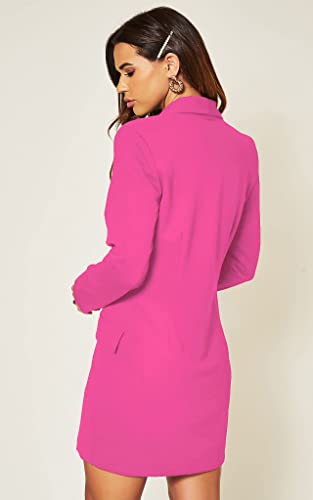 Image of UNIQUE 21 Women Luxe Stain Breasted Asymmetric Blazer Dress - Ladies Elegant Casual Work Office Events Blazer Dresses
