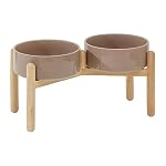 8.3inch Ceramic Raised Dog Bowl with Stand, Double Dog Bowls Elevated for Large Breed Dog Food and Water Bowl Set Non-Slip Dog Dish Large Capacity Feeding Pet Water Bowl