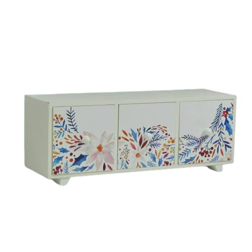 Monal Women's Floral Multicolour Hand Printed Jewellery Box For Jewelry Organizer Box With 3 Drawers Compartments Soft Lining For Girl’s Earring Ncklace Ring And Jewels Beautiful And Luxurious