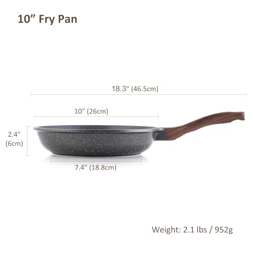 Image of SENSARTE Nonstick Frying Pan Skillet, Swiss Granite Coating Omelette Pan, Healthy Stone Cookware Chef's Pan, PFOA Free (8 /9.5 /10 /11 /12.5 Inch) (10 Inch) (Pack of 2)