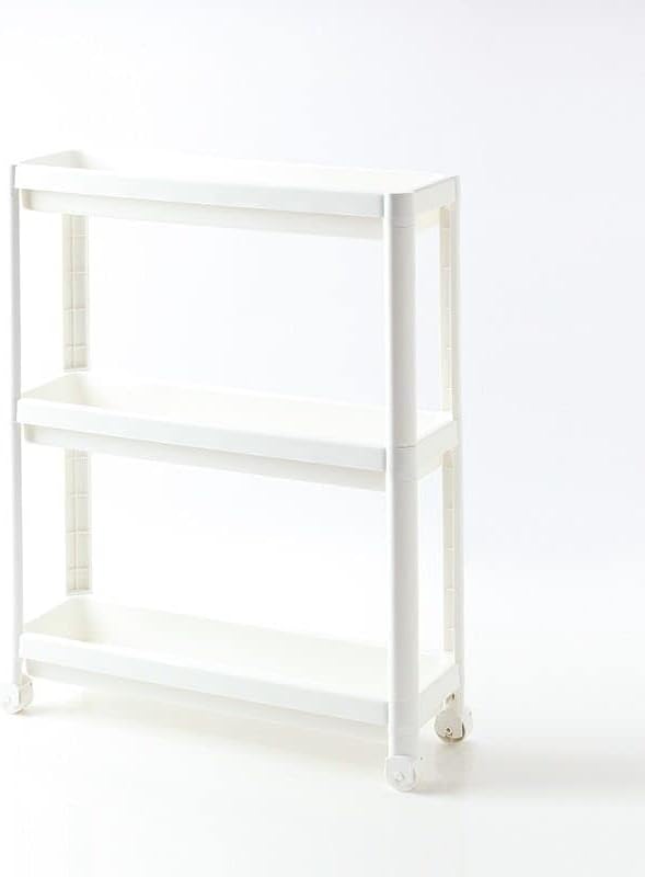 Shopivaa Easy Build Plastic Tidy Shelving Unit 3 Tiers 10kg Limit Multipurpose Shelves Organiser for Office Garage Bedroom Kitchen Bathroom Makeup Plants Closet (54cm x 18cm x 71cm, White)