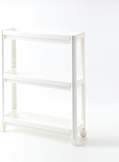 Shopivaa Easy Build Plastic Tidy Shelving Unit 3 Tiers 10kg Limit Multipurpose Shelves Organiser for Office Garage Bedroom Kitchen Bathroom Makeup Plants Closet (54cm x 18cm x 71cm, White)