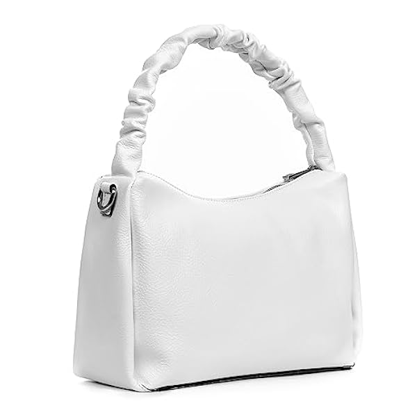 FIRENZE ARTEGIANI. Amatrice bolso de hombro mujer. Piel auténtica Dollaro. 30x11x20 cm. Color: Blanco