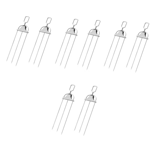 LIOOBO 4sets Multi-purpose Meat Grilled Forks Rotating Grill Fork Set Rotisserie Spit for Chicken Roasting 2pcs*4