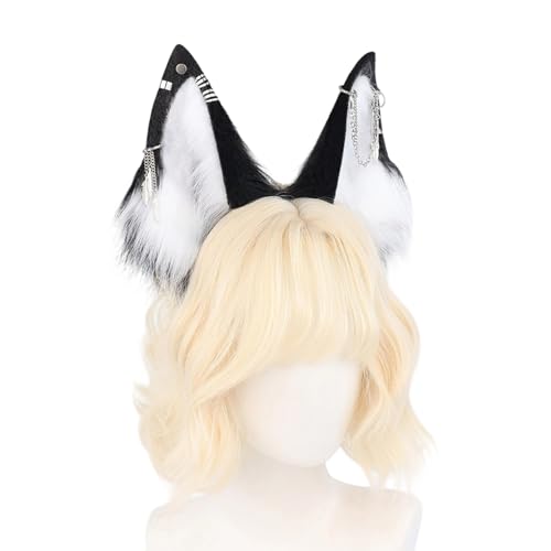 Oreilles de loup sur serre-tête en fausse fourrure douce pour soirée cosplay