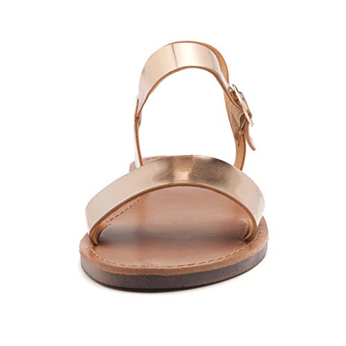 Herstyle Keetton Women's Open Toes One Band Ankle Strap Flat Sandals Rose Gold 7.5 - Thumbnail 2